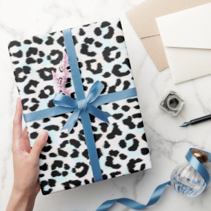 Chic, Schwarz-Weiß-Cheetah-Druck Geschenkpapier