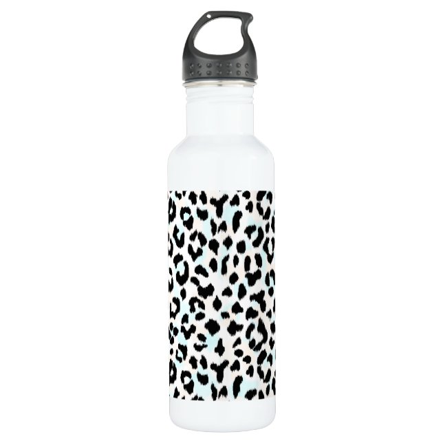 Chic, Schwarz-Weiß-Cheetah-Druck Trinkflasche (Vorderseite)