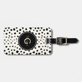 Chic Schwarz-weiß Cheetah Printmuster Monogramm Gepäckanhänger