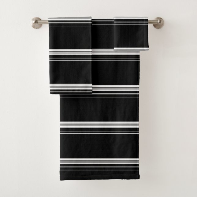 Chic Schwarz-weiß gestreift Badhandtuch Set (Insitu)