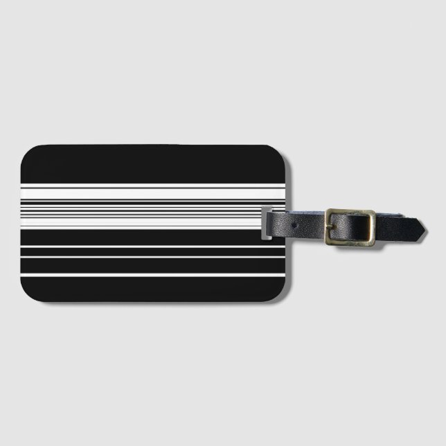 Chic Schwarz-weiß gestreift Gepäckanhänger (Vorderseite (Horizontal))