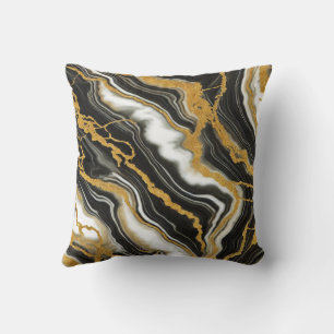 Chic Schwarz-weiß Gold Marmor Look Glamour Kissen