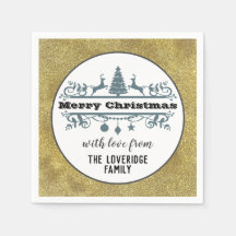 Chic Schwarz-weiß Gray Frohe Weihnachten Gold Glit