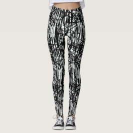 Chic Schwarz-weiß Grunge Muster Leggings