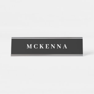 Chic Schwarz-weiß Personalisiert Zuhause Office Bu Schreibtischnamensplakette