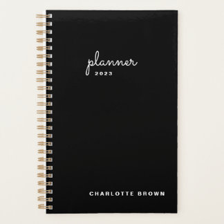 Chic Schwarz-weiß Script wöchentlich, monatlich, n Planer