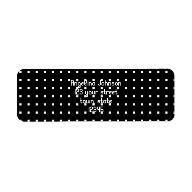 Chic Schwarz-weiß Square Pattern Address Label (Vorne)