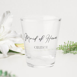 Chic Schwarz-weiß Wedding Custom Trauzeugin Schnapsglas