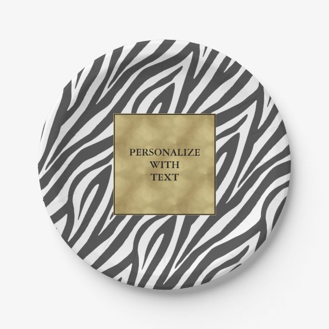 Chic Schwarz-weiß Zebra Print Pappteller (Vorderseite)