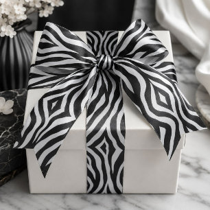 Chic Schwarz-weiß zebra print safari Geburtstagspa Satinband