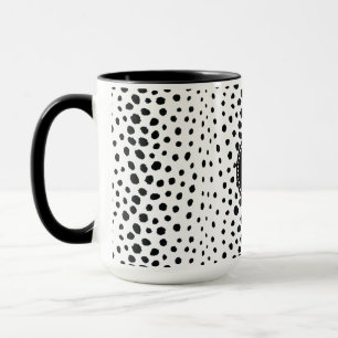 Chic Schwarz-weißes Cheetahdruck-Mustermonogramm Tasse