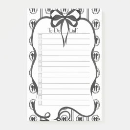 Chic schwarzes Aufgaben-Notizbuch mit Bogenmuster  Post-it Klebezettel