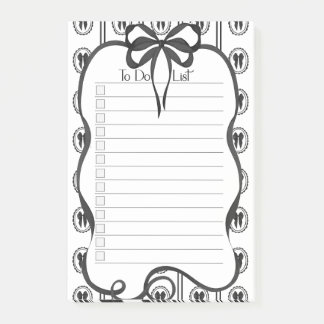 Chic schwarzes Aufgaben-Notizbuch mit Bogenmuster Post-it Klebezettel