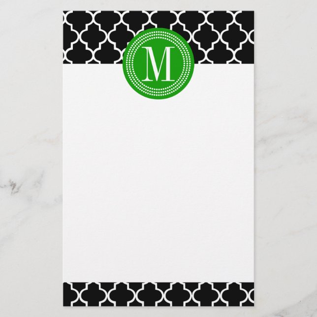 Chic-schwarzes marokkanisches Gitter Briefpapier (Vorderseite)