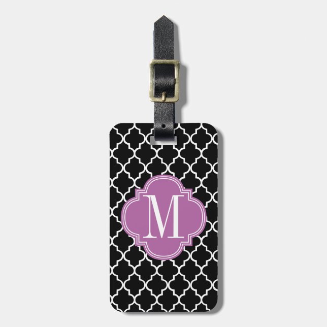 Chic-schwarzes marokkanisches Gitter Gepäckanhänger (Vorderseite vertikal)