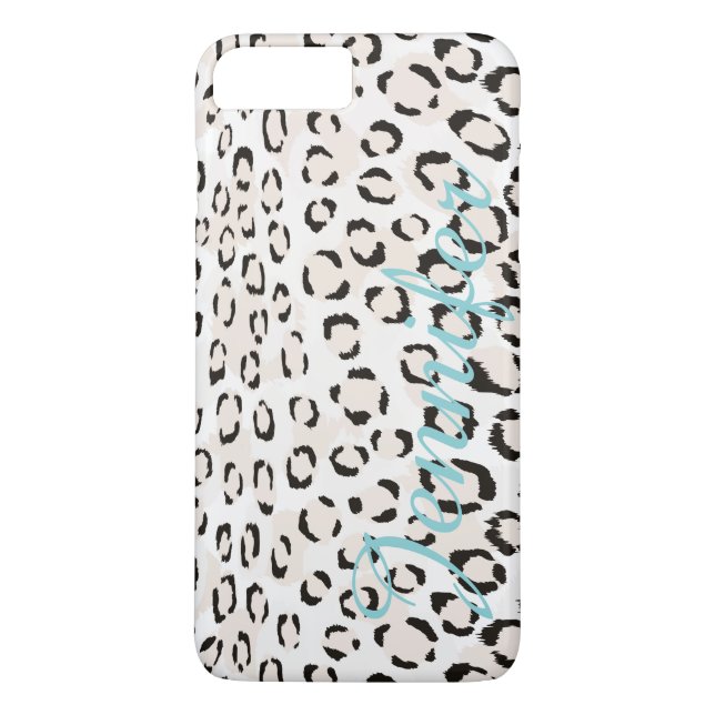 Chic Schwarzweiß-Cheetah-Print-Monogramm Case-Mate iPhone Hülle (Rückseite)