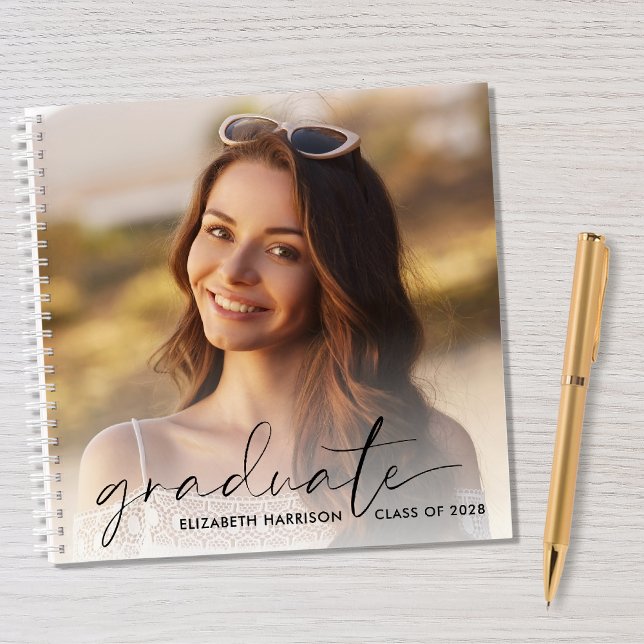 Chic Script 2 Foto Graduation Party Guest Book Notizbuch (Von Creator hochgeladen)