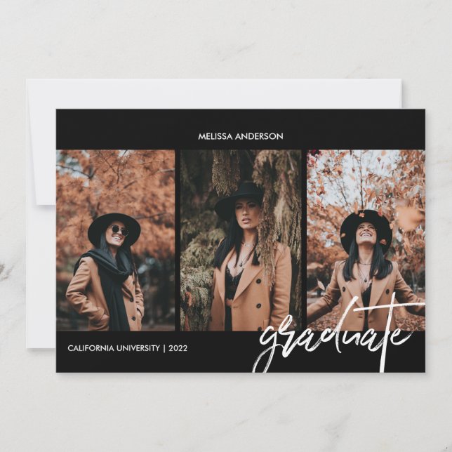 Chic Script 3 Foto Abschluss Ankündigung (Vorderseite)