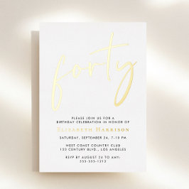 Chic Script 40. Geburtstag Party Folieneinladung