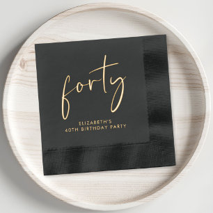 Chic Script 40. Geburtstag Party Servietten Mit Folie