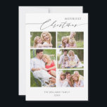 Chic Script 5 Family Foto Collage Weihnachten<br><div class="desc">Chic Script 5 Family Foto Collage Weihnachtskarte.</div>