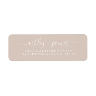 Chic Script Almond Peach Wedding Rücksendeadresse