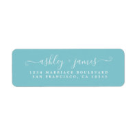 Chic Script Angel Blue Wedding Rücksendeadresse