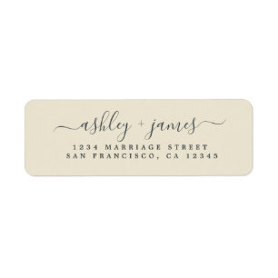 Chic Script Antique White Wedding Rücksendeadresse