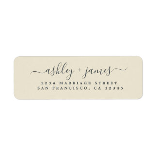 Chic Script Antique White Wedding Rücksendeadresse
