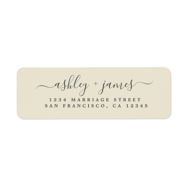 Chic Script Antique White Wedding Rücksendeadresse (Vorne)