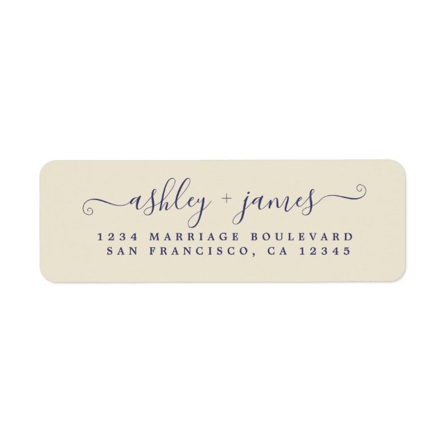 Chic Script Antique White Wedding Rücksendeadresse (Vorne)