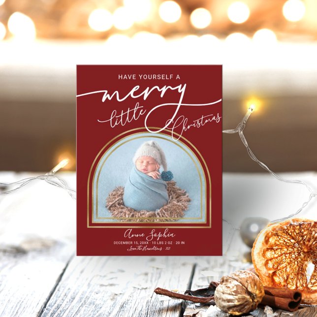 Chic Script Arch Frame Birth Ankündigung (Von Creator hochgeladen)