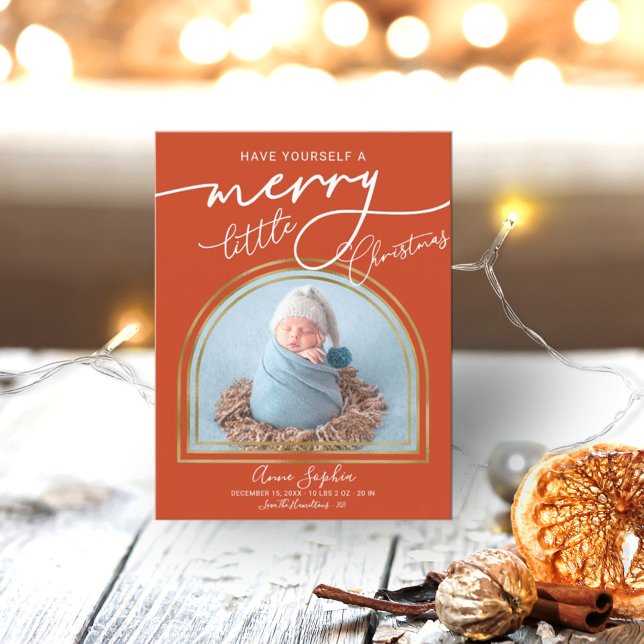 Chic Script Arch Frame Birth Ankündigung (Von Creator hochgeladen)