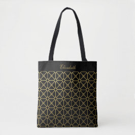 Chic Script Black and Gold Pattern Tote Bag