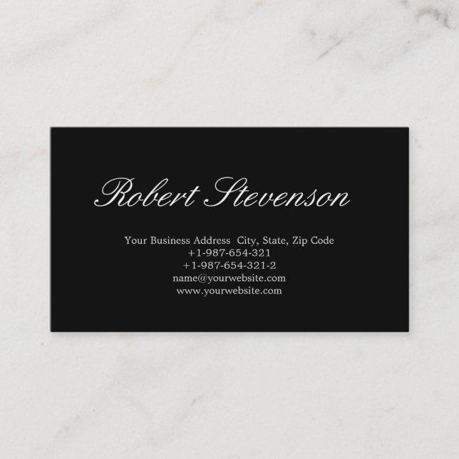 Chic Script Black Stylish Business Card Visitenkarte (Vorderseite)