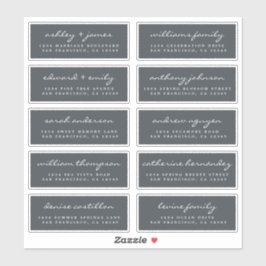 Chic Script Black Wedding Guest Address Labels