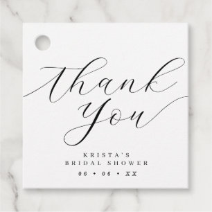 Chic Script Black & White Brautparty Vielen Dank Geschenkanhänger