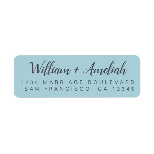Chic Script Blue Glow Wedding Return Address Label (Vorne)