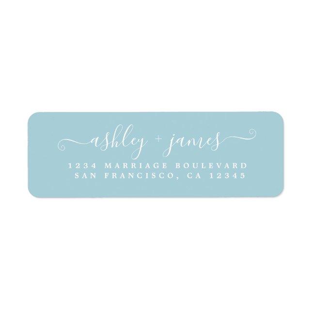 Chic Script Blue Glow Wedding Return Address Label (Vorne)
