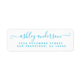 Chic Script Blue Ink Name Rückgabeadresse Label