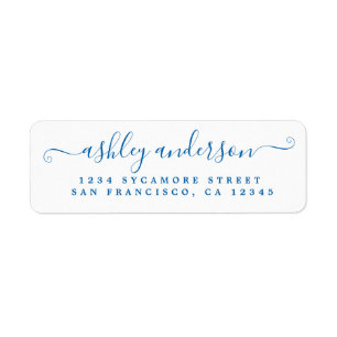 Chic Script Blue Ink Name Rücksendeadresse