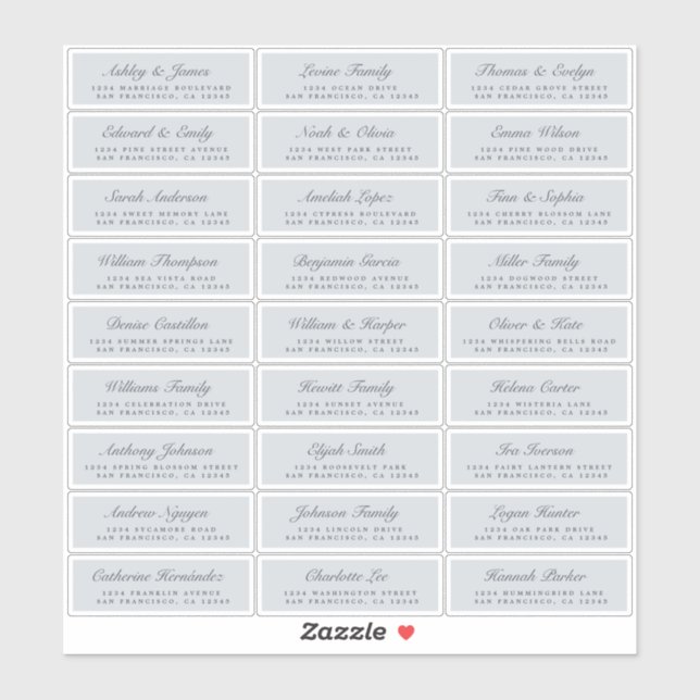 Chic Script Blue Wedding Guest Address Labels (Blatt)