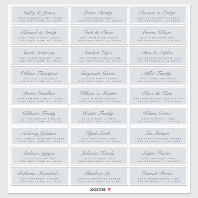 Chic Script Blue Wedding Guest Address Labels (Blatt)