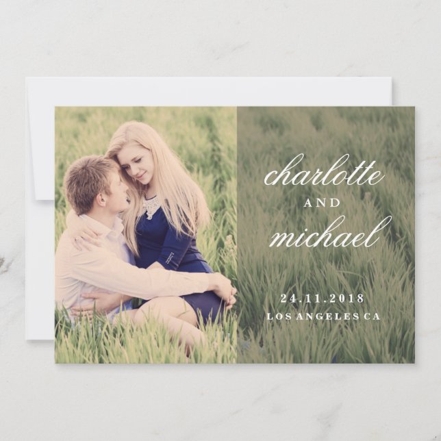 Chic Script Boho Foto Save the Date (Vorderseite)