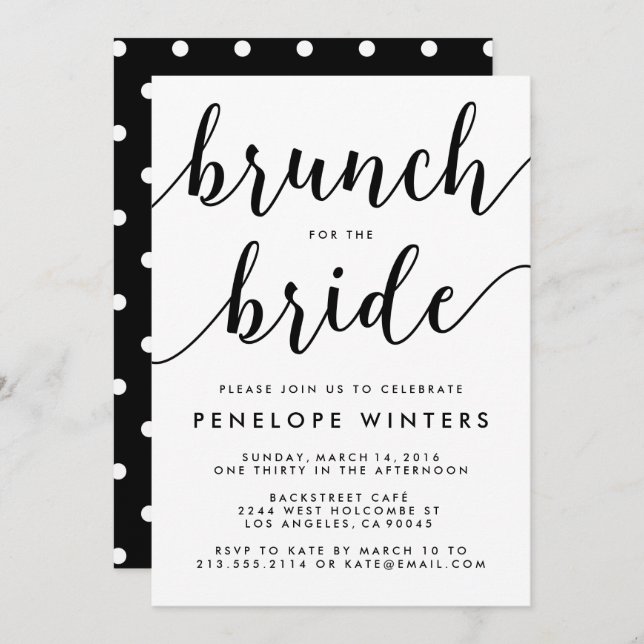 Chic Script Brunch Bridal Shower Einladungen (Vorne/Hinten)