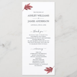 Chic Script Burgundy Leaf Minimal Wedding Programm