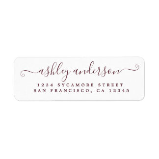 Chic Script Burgundy Name Rücksendeadresse