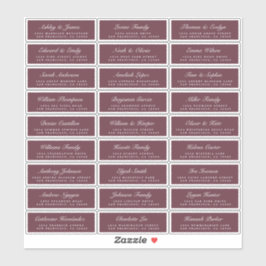 Chic Script Burgundy Wedding Guest Address Labels