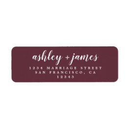Chic Script Burgundy Wedding Rücksendeadresse
