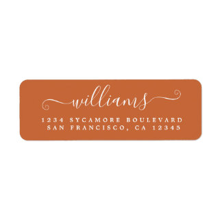 Chic Script Burnt Orange Nachname Rücksendeadresse